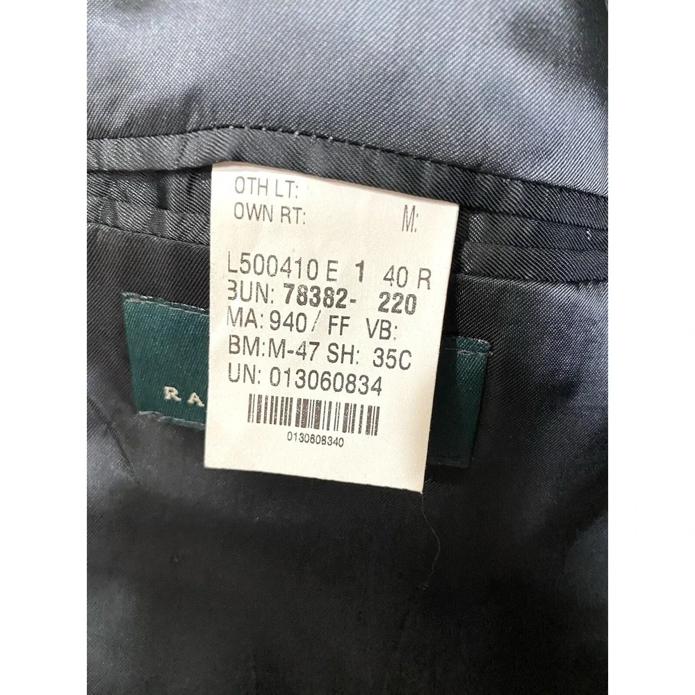 Lauren‎ Ralph Lauren Mens 40R Grey Houndstooth Wool Blazer Sport Coat 2-Button